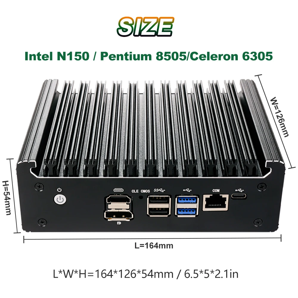 인텔 셀러론 6305/N150/펜티엄 골드 8505 소프트 라우터 6랜 i226-V 2.5G 팬리스 미니 PC NVMe SATA pfSense 방화벽 어플라이언스