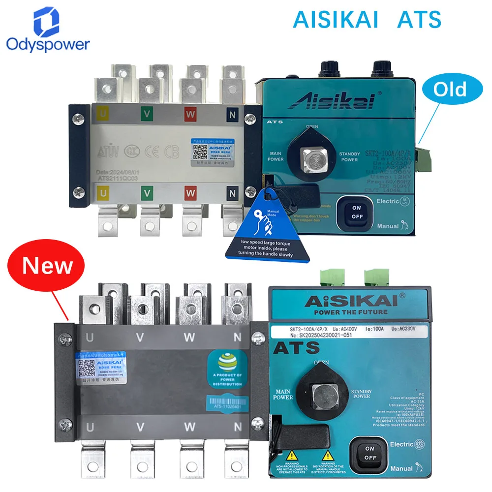 Aisikai 63A 100A 4P ATS Controller Dual Power Automatic Transfer Switch 220v Control Voltage Electric Diesel Generator Parts