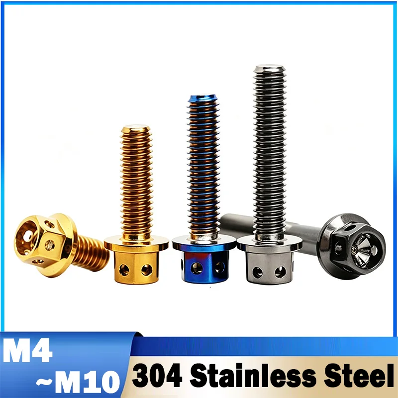 1Pcs M4 M5 M6 M8 M10 304 Stainless steel Hexagon Flange Head Screw Bolts Screws for Motorcycle Modifications