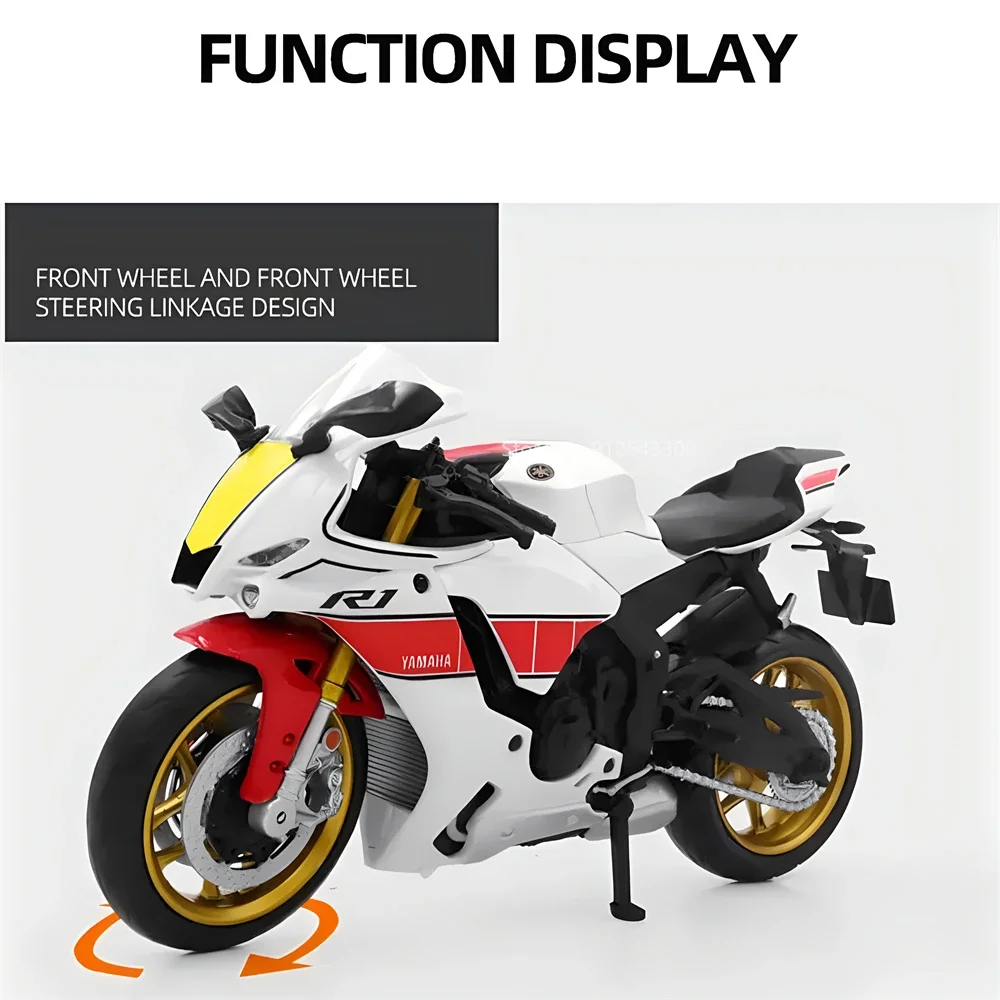 1/12 Scale Yamaha YZF-R1M Motorcycle Model Toy Alloy Diecast Simulation Models Motor Cycle Collection Decoration Boys Toys Gifts