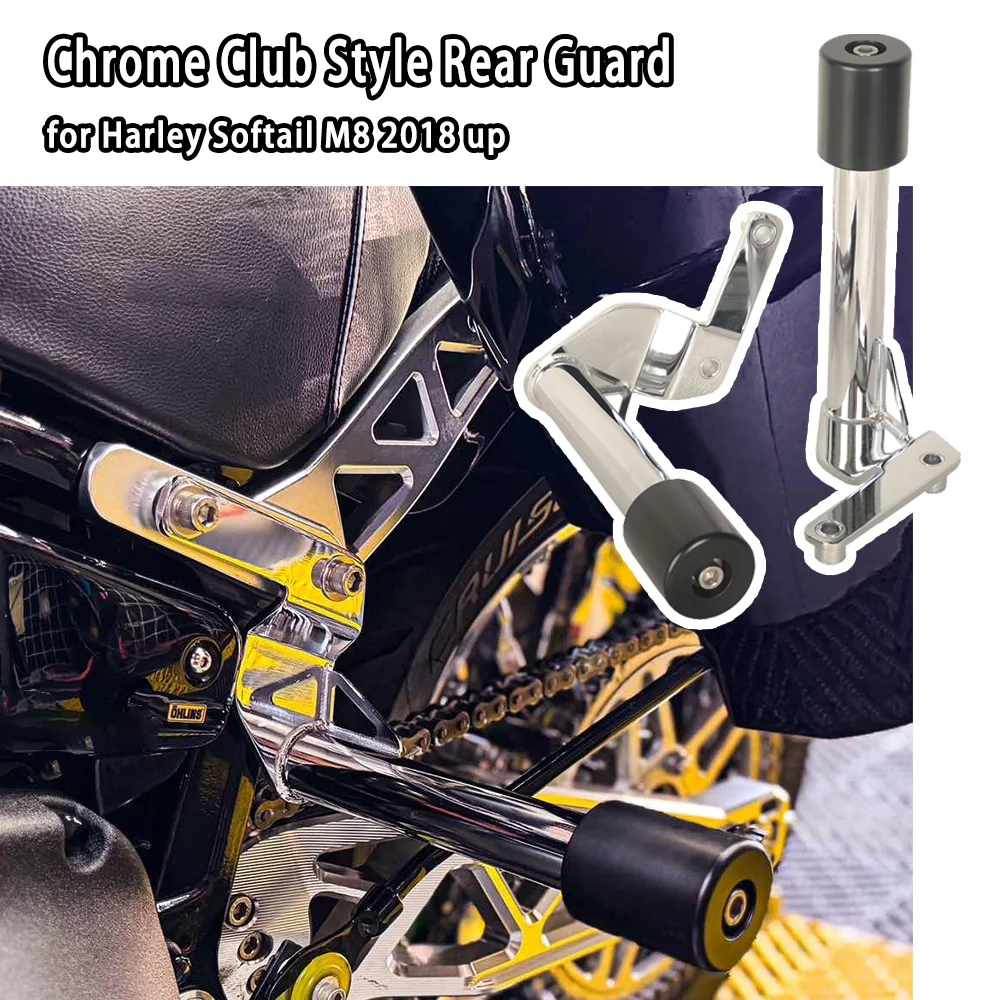 

Motorcycle Accessories Chrome Club Style Rear Guard Carbon Steel Saddlebag Protect Pumpers for Harley Softail M8 2018 up