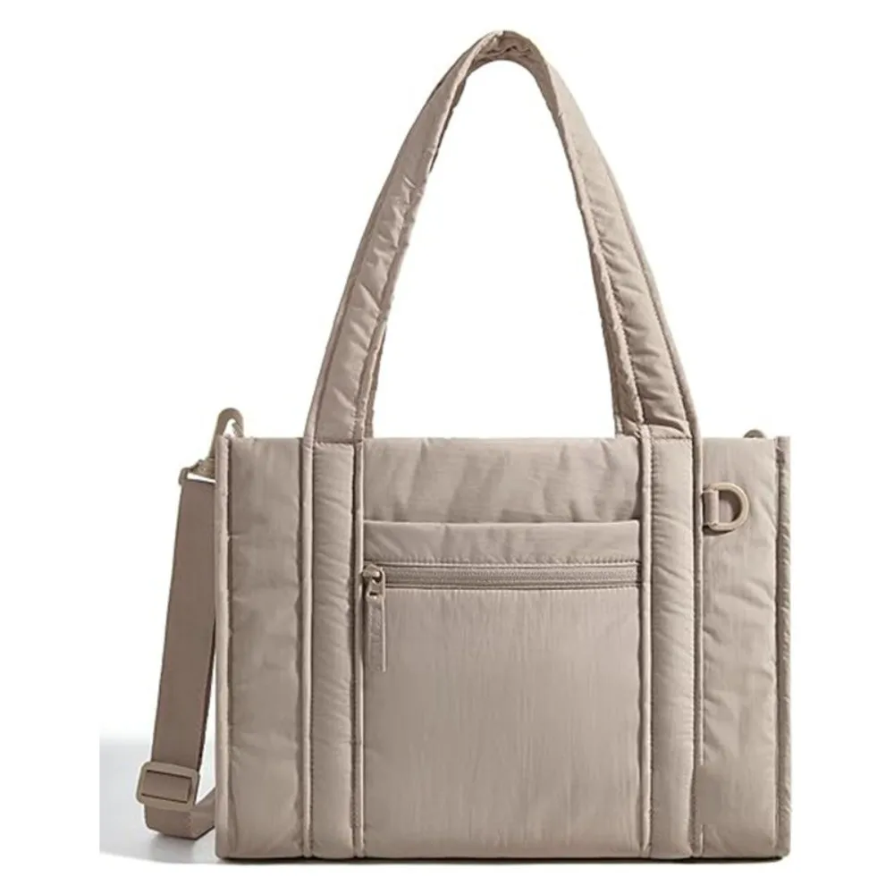 

Fashion Nylon Puffer Tote Bag for Women Large Capacity Multiple Pockets Puffy Handbag Casual Water-resistant Mom Bag for School