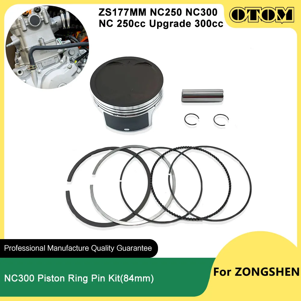 

OTOM NC300 мотоциклетный комплект поршневых колец 84 мм для ZONGSHEN ZS177MM NC250, обновление до 300cc 4-тактной части с водяным охлаждением, велосипед