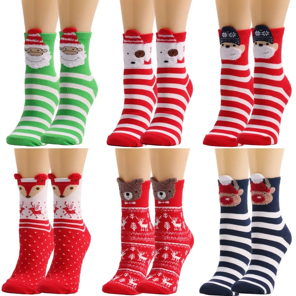 Christmas Socks Men Women Socks Lover Christmas Celebrate Santa Elk Gift Party Biscuits Snow Happy Funny Tide Cotton Socks