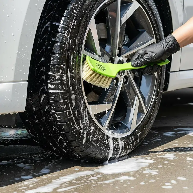 Car Tire Rim Cleaning Brush Universal Soft Bristle Auto Detailing Wash Tool for Car Care Home Garage Use