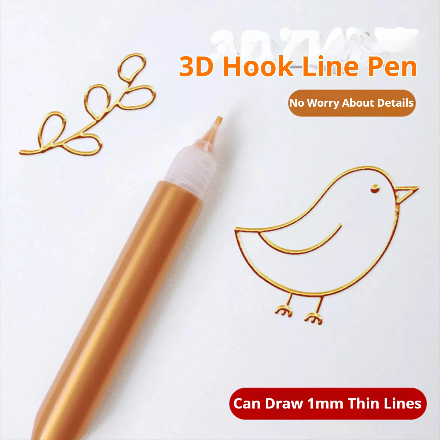 10/20/25 ml 3D Hook Line Pen Pearlescent Acrylic Tracing Pen Metallic Pigments for Glass Painting Graffiti 3D Outlining Pen