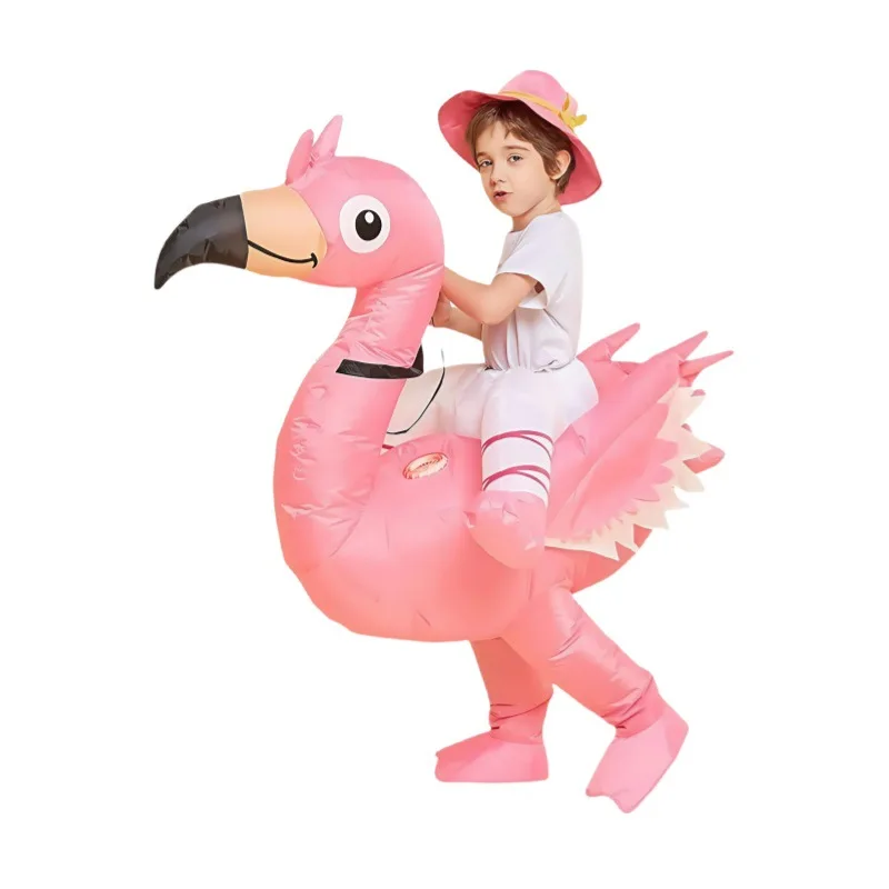 Pink Flamingo Inflatable Costumes Cartoon Animal Blow Up Clothes Halloween Party Cosplay Costume Funny Performance Props - view 3