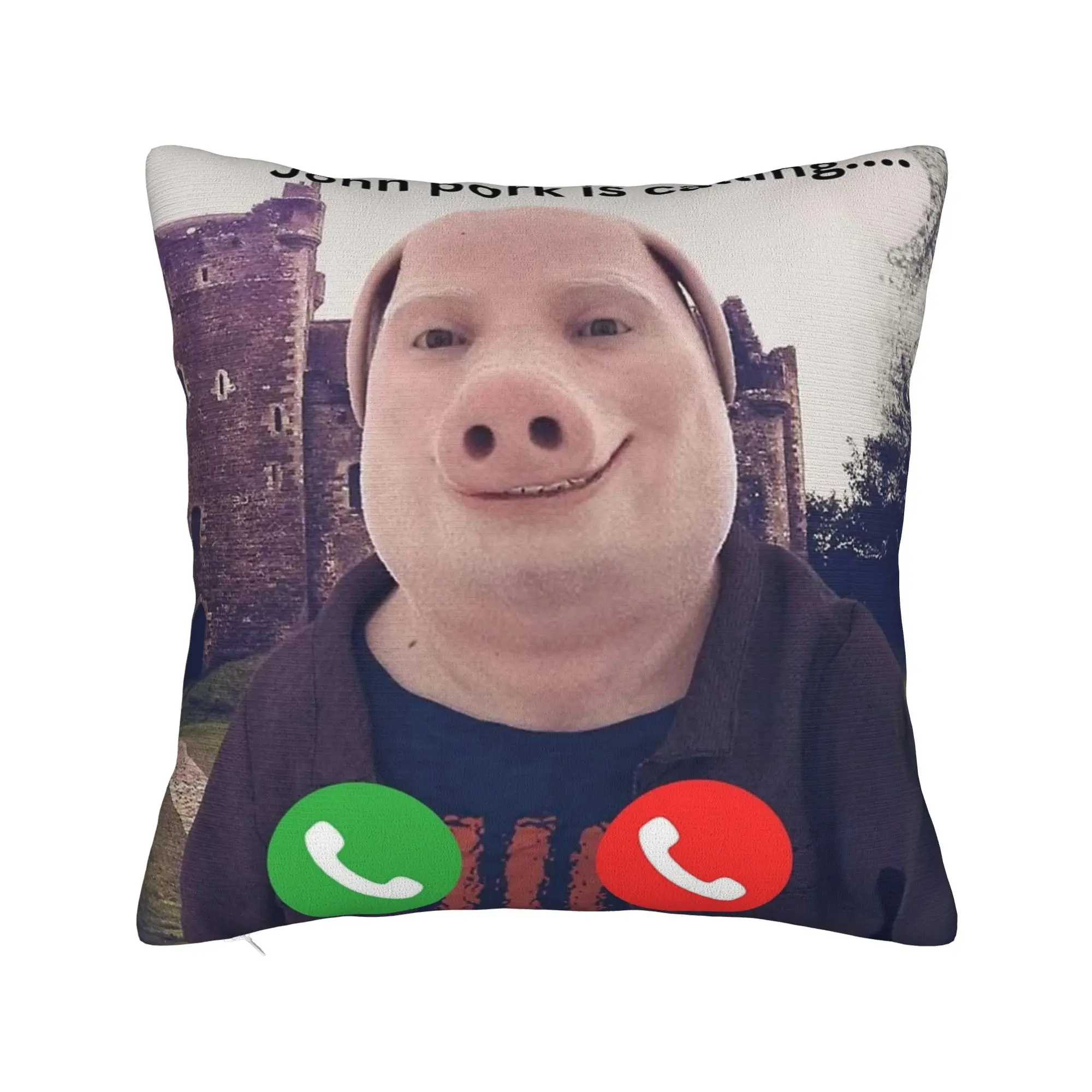 John Pork is Calling Meme Square Pillow Covers Polyester Car  Cushion Case Cool Decorative Pillow Cover 45*45