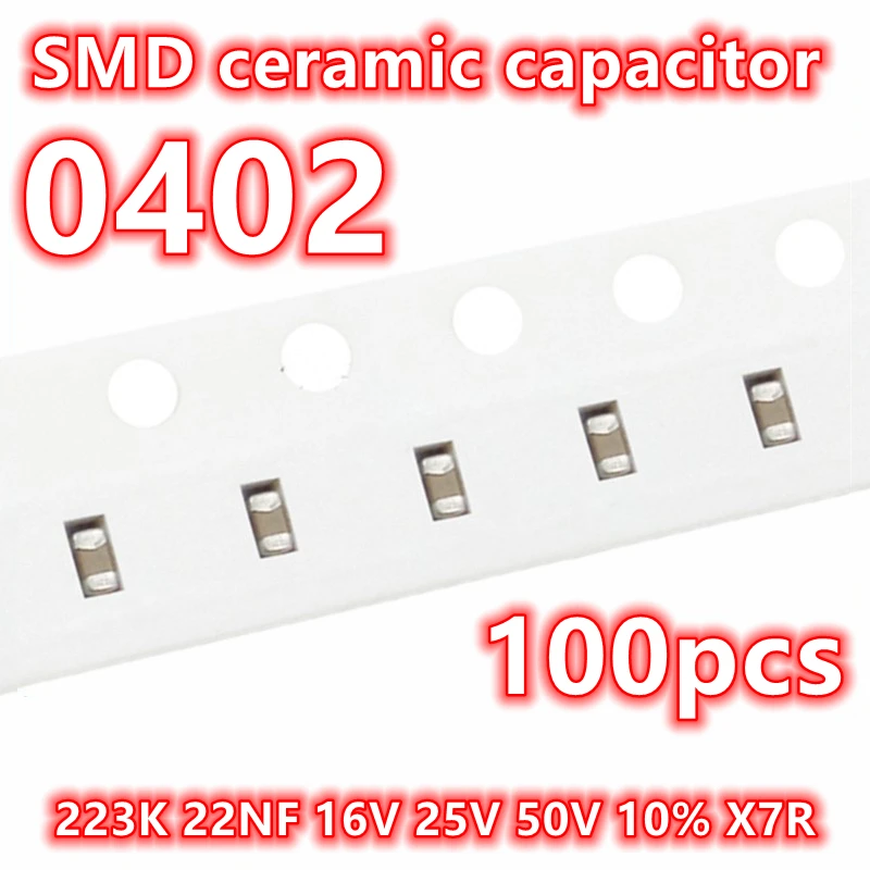 (100 шт.) оригинальный 0402 223K 22NF 16V 25V 50V 10% X7R SMD керамический конденсатор IC 1005