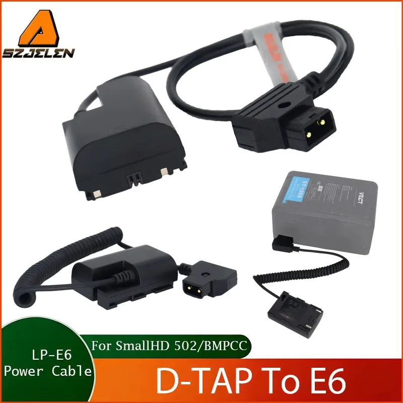 D-TAP to DR-E6 Full Decoded DC Coupler LP-E6 Dummy Battery for Canon EOS 6D 7D 60D 70D 80D 90D R R5 R6 5DS 5D And BMPCC 4K