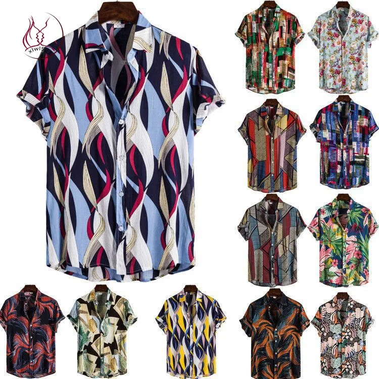 

Men's Hawaiian Floral irt Beach Wear Cotton ort Sve arp Collar Vintage Print Loose Fit Summer Casual Youthful irt