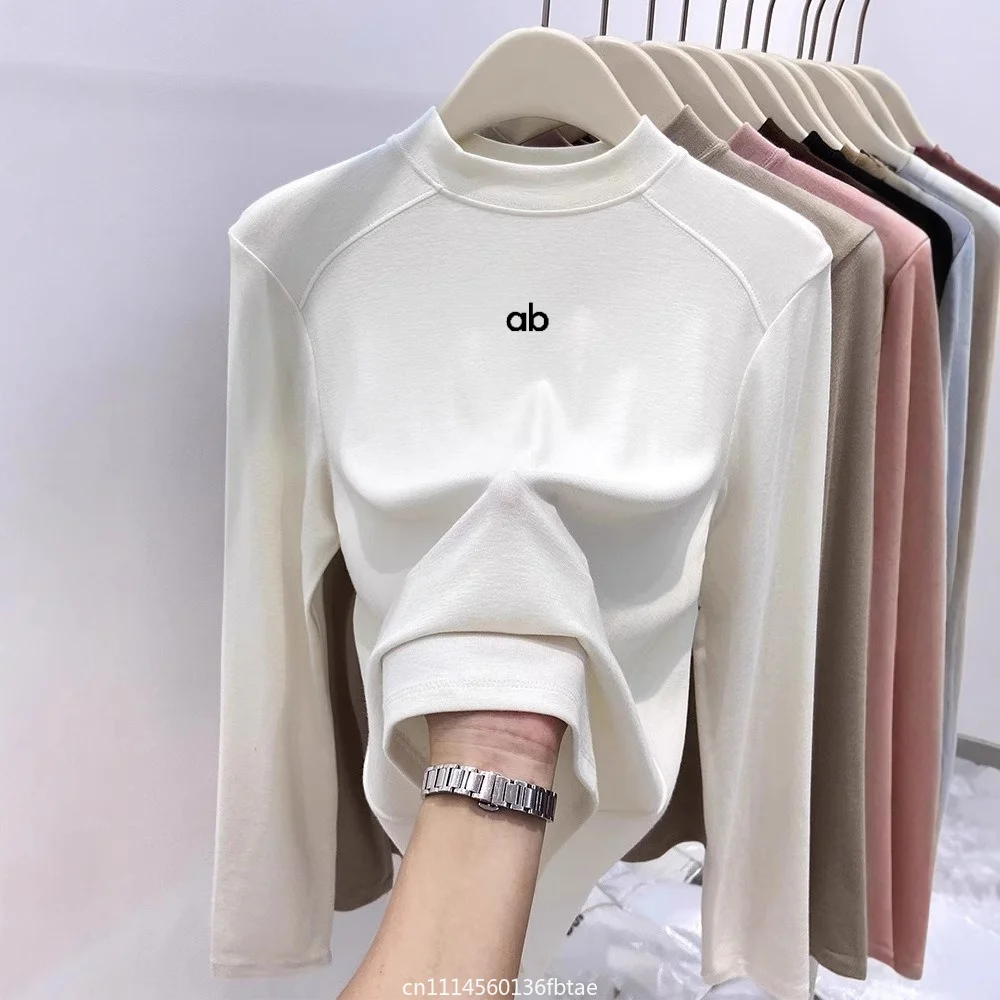 Women Mock Turtleneck Thermal Fleece Base Layer Top Solid Color Slim Long Sleeve Warm Innerwear Autumn Winter Casual Tee