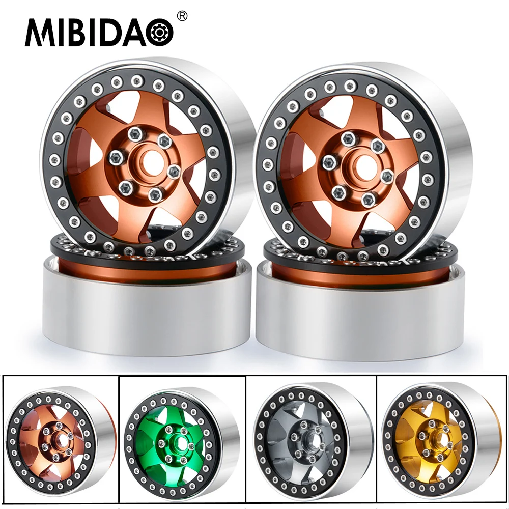 

MIBIDAO 1.9 Inch Aluminum Alloy Beadlock Wheel Rims Hubs for Axial SCX10 CC01 D90 TRX4 TRX6 1/10 RC Crawler Car Model Parts