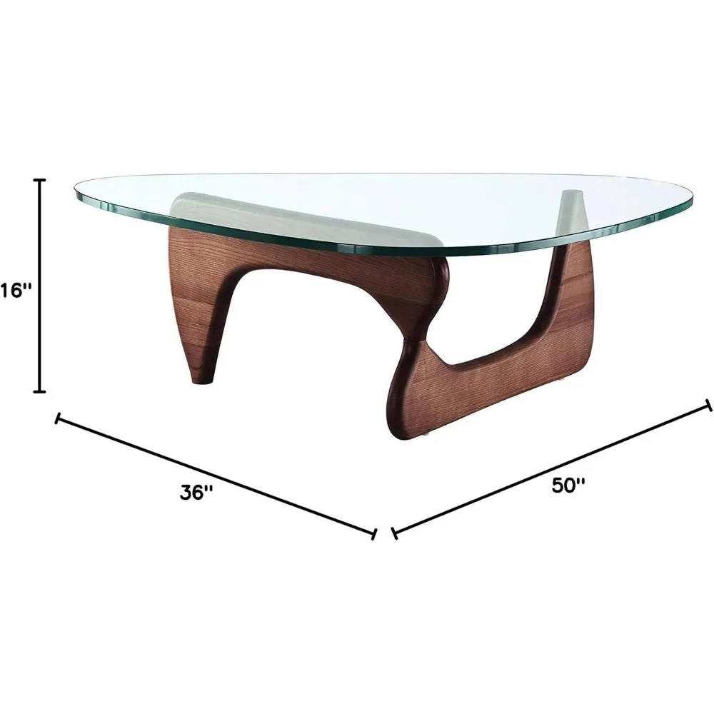 Noguchi Triangle Coffee Table Glass Top (Walnut)