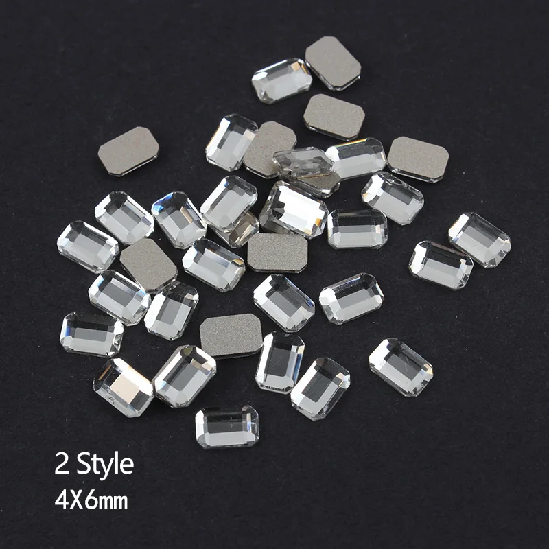 30/100pcs Mixed Shape Transparent White different design Nail Rhinestones Flat bottomr glass Stones For 3D Nail Art Decoration