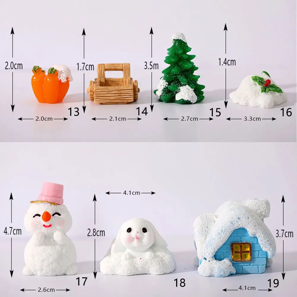 น่ารัก DIY ของตกแต่งในสวน Fairy Garden Snowman กระต่าย Micro ภูมิทัศน์ฉากหิมะกระต่าย Figurine Miniature