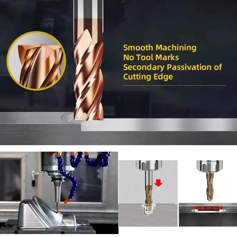 CNC كربيد شقة نهاية مطحنة التنغستن القاطع 4 الناي المعادن الصلب بالقطع أداة مربع راوتر بت 6 8 12 عرقوب HRC55