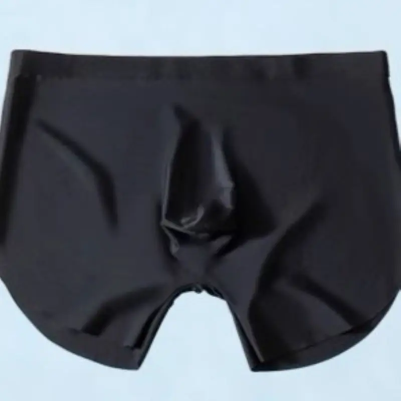 Men's Ice Silk Boxer shorts Smooth Lightweight Underwear Comfort Breathable One-piece Seamless U Convex Trunks Sexy Male Shorts