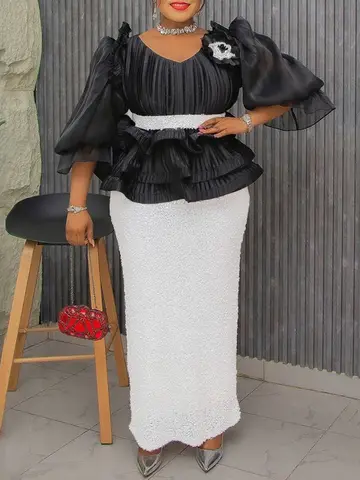 Luxus Hochzeit Party Abendkleider Für Frauen African Dashiki Pailletten Meerjungfrau Robe Elegante Puff Sleeve Kleid Afrika Kleidung