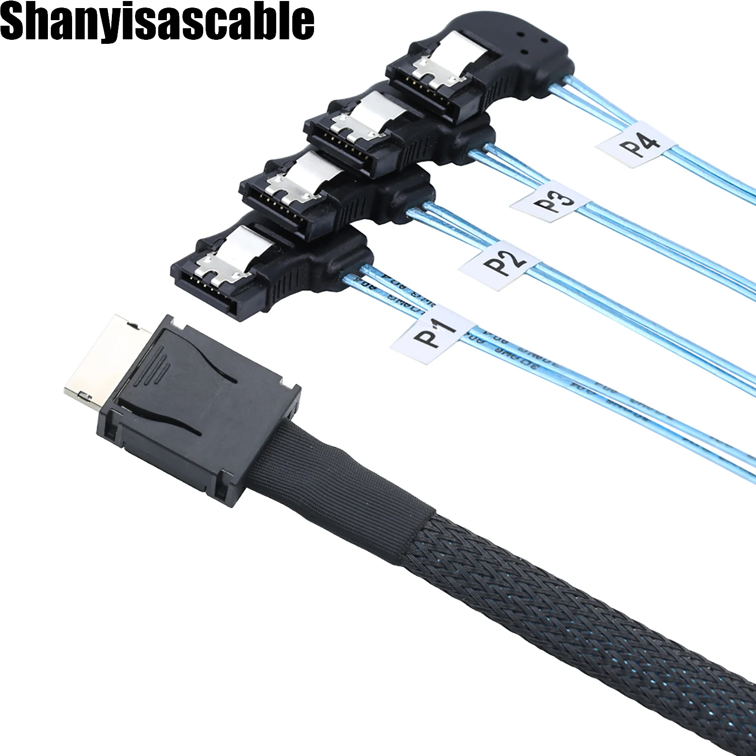 0.5M OCuLink SFF-8611 PCI-Express Oculink 4X STR to 4X SATA 7Pin female left angle bend Target/Backplane for SSD Data