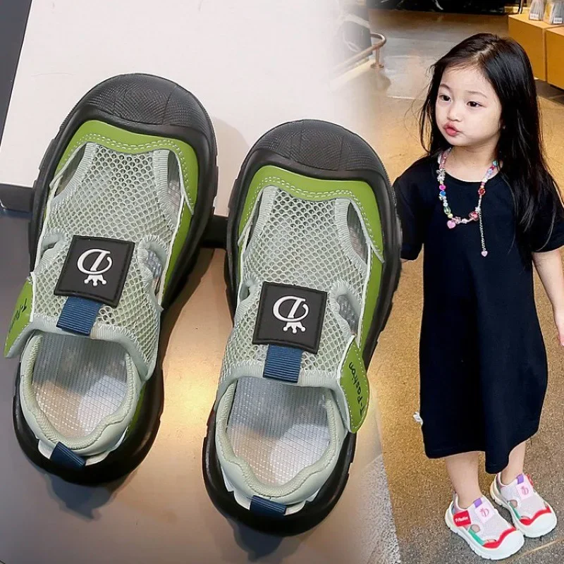 

Boys Sandals 2024 New Summer Girls Middle and Large Children Breathable Wear-Resistant Anti-Slip Sports Breathable Beach Shoes