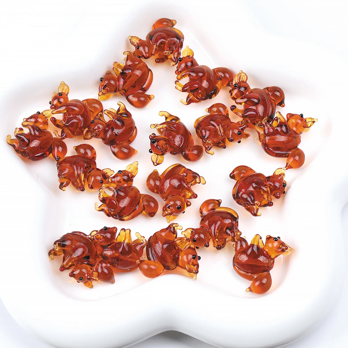 4pcs/8pcs Handcrafted Brown Squirrel Glaze Glass Beads For Jewelry Making DIY Loose Spacer Lampwork Bead Assortments