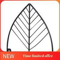 Leaves Shape Floating Shelves Metal Wall Decor,Wood Wall Mounted Storage Shelf Home Decorations Art For Bedroom Durable Black