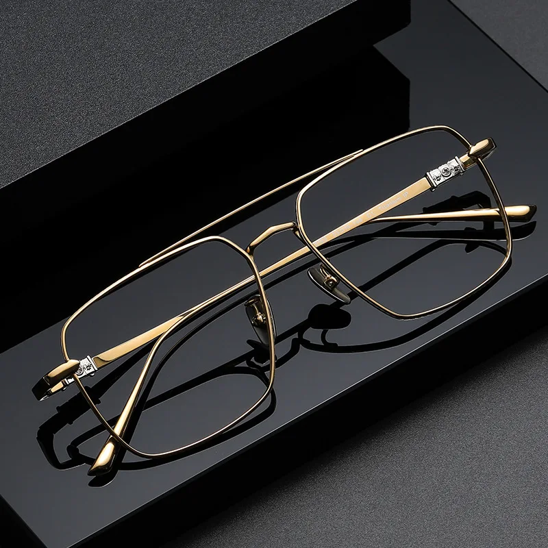 

Titanium Brand Designer Square Reading Glasses Big Frame Chrome Sun Glasses Man Women Photochromic Eyewear Double Bridge Frame