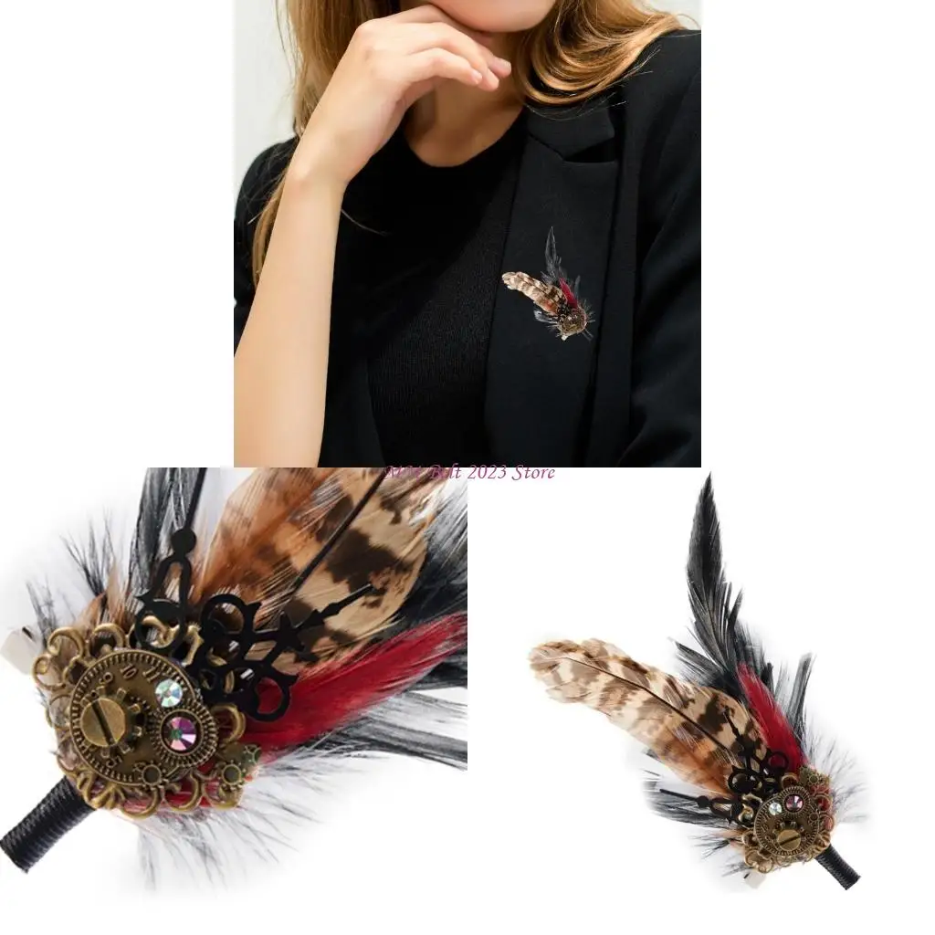 

49ME Steampunk Gear Brooch Pin for Adult Party Brooches Carnivals Costume Lapel Pin Barrettes Gear Side Clip