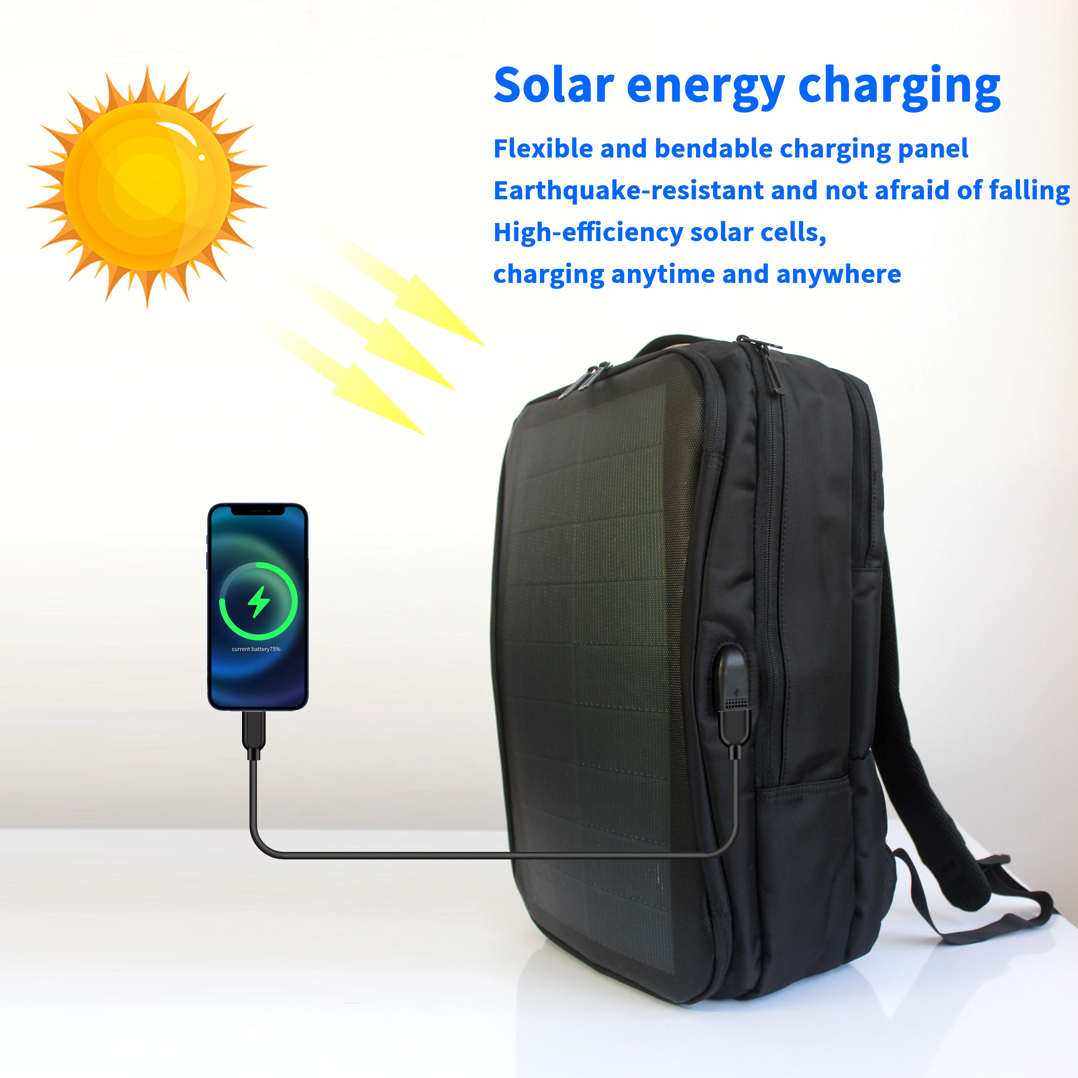 Flexible solar cell backpack 6