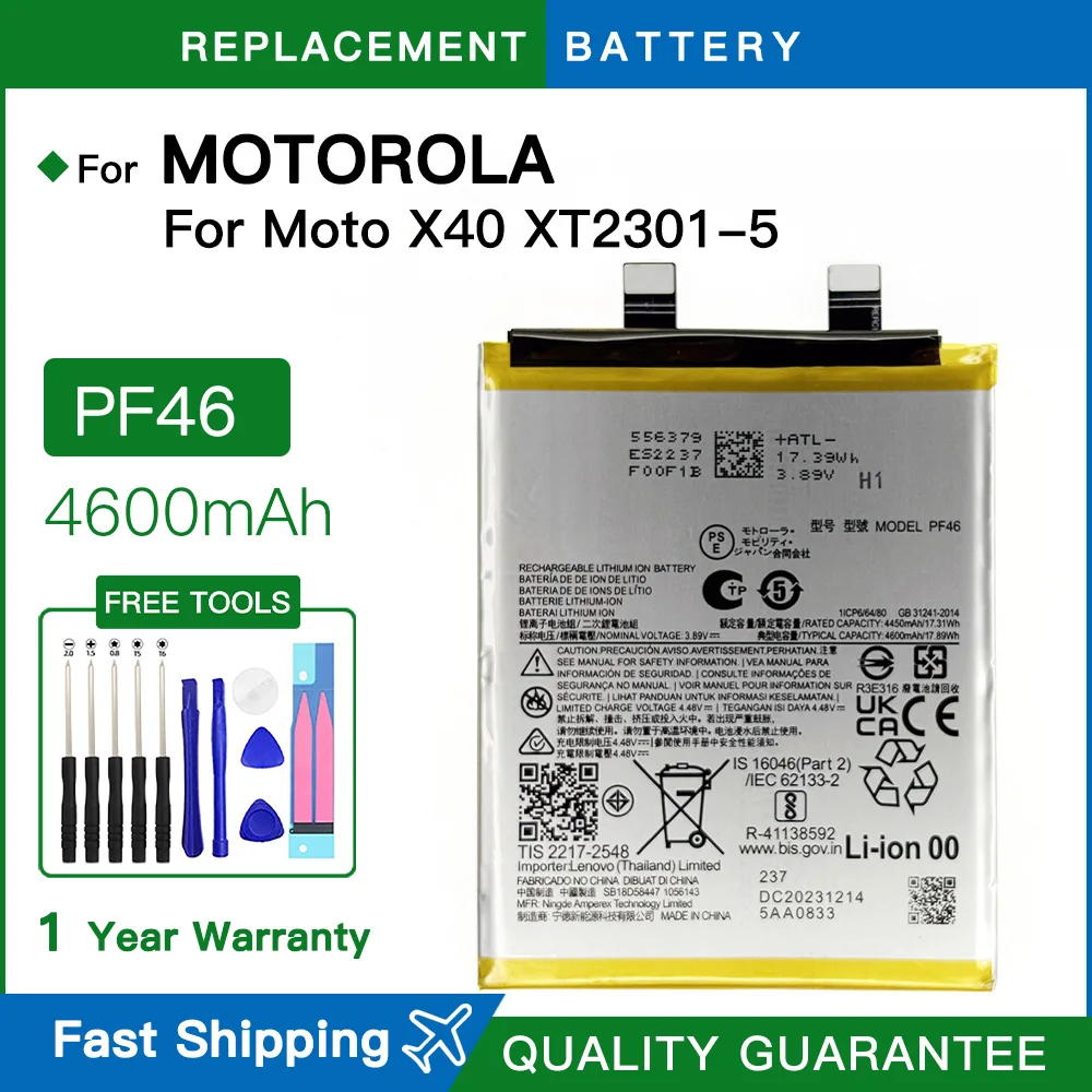 Совершенно новый аккумулятор PF46 4600 мАч для Motorola Moto X40 XT2301-5 PF 46, аккумуляторы, комплект инструментов, запасная батарея