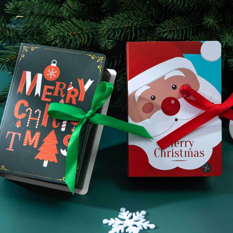 5Pcs Book Shape Merry Christmas Candy Boxes Bags Christmas Santa Claus Gift Box Navidad Natal Noel Party Decoration Supplies