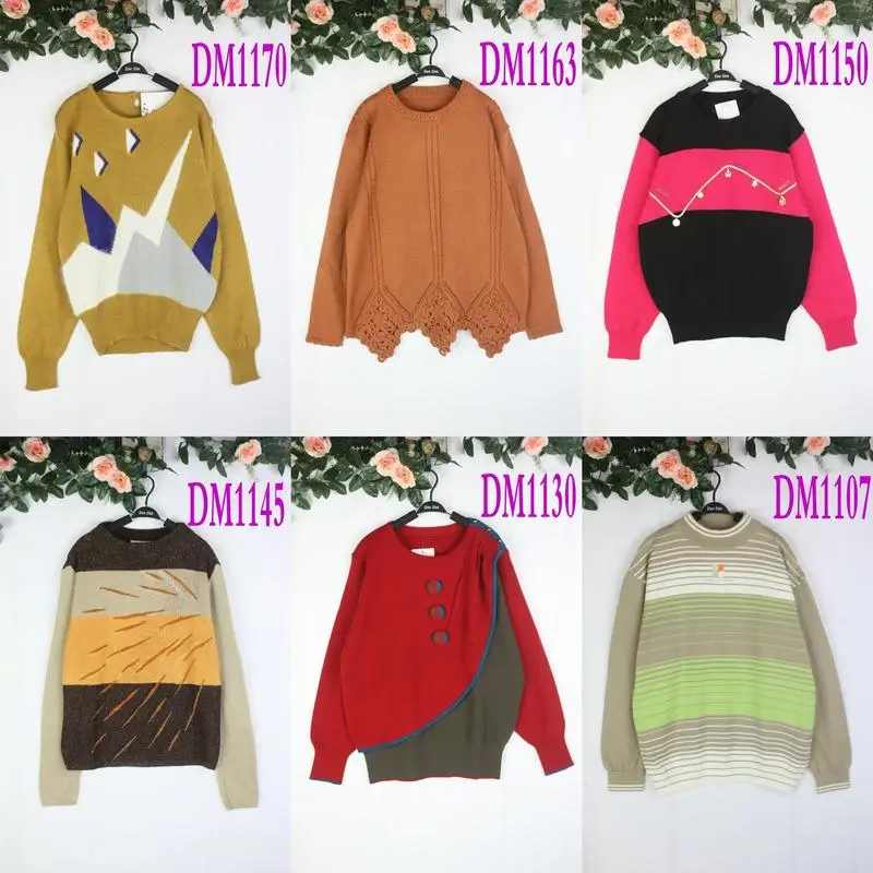 

Feng Vintage Wool Overhead Korean Version Autumn Winter Women's Sweater Striped Sweet Sle Thiened Long Sve Regular Fit