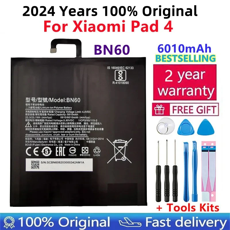 

New 100% Original BN60 6010mAh For Xiaomi Pad 4 Mipad 4 Mobile Phone In Stock Batteries Batteria With Gift Tools