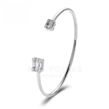 Fashion new style emerald cut D color Moissanite S925 silver white Moissanite bracelet white gold plated loose moissanite bracelet