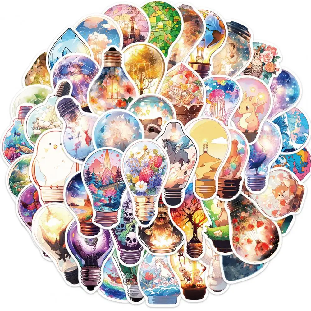Calcomanías de Pvc para ordenador portátil, juego de pegatinas de mundo de bombilla impermeable, autoadhesivas no repetitivas, para teléfono, portátil y equipaje