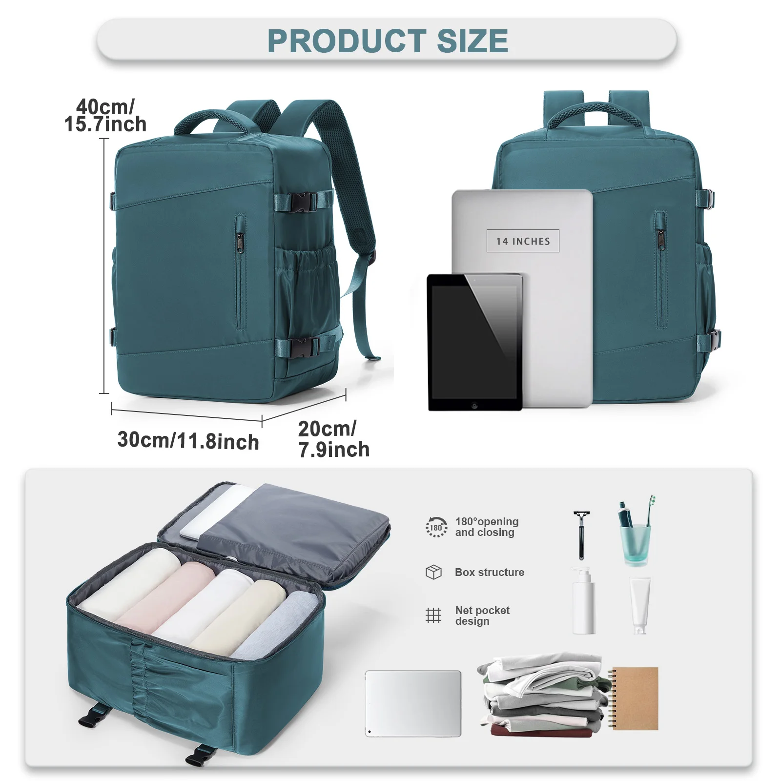 Mochila de viaje Cabina Plane 40x20x30 Mochila de equipaje Mochila para computadora portátil de negocios para hombres Bolsa de cabina portátil, Mochila escolar para mujeres