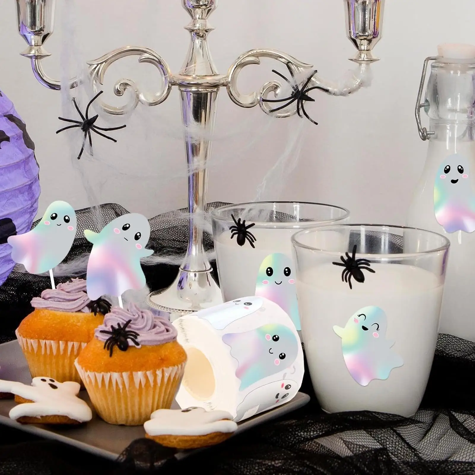 Ghost Sticker DIY Pholographic Decoration Self Adhesive 1000 Pieces Halloween Pholographic Ghost Decals For Envelope Scrapbook