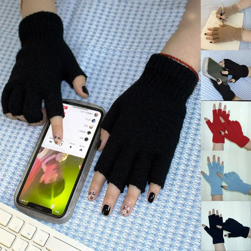 قفازات بدون أصابع قفازات نسائية لمسة للفتيات قفازات شتوية حرارية للسيدات
