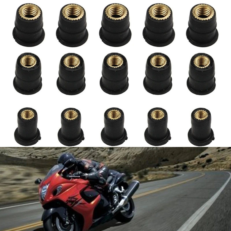 10 Pcs Motorcycle Rubber Expansion Nut Screw Rubber Rivet Fastener M4/M5/M6 Motorcycle Refitted Accessory General Windshield Nut