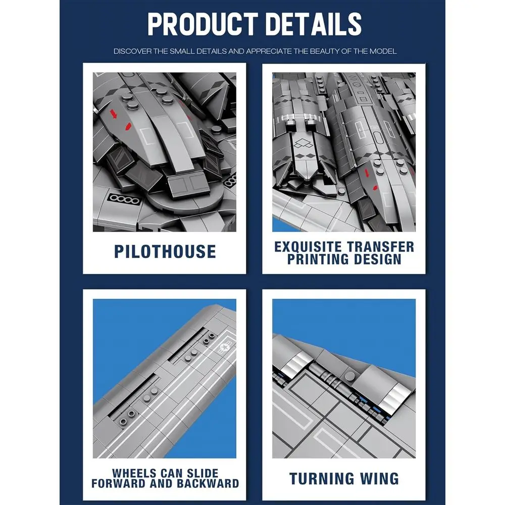 2063-Piece Stealth Bomber Airplane Building Blocks Kit for Adults, Military-Themed Brick Toy Ideal Gift