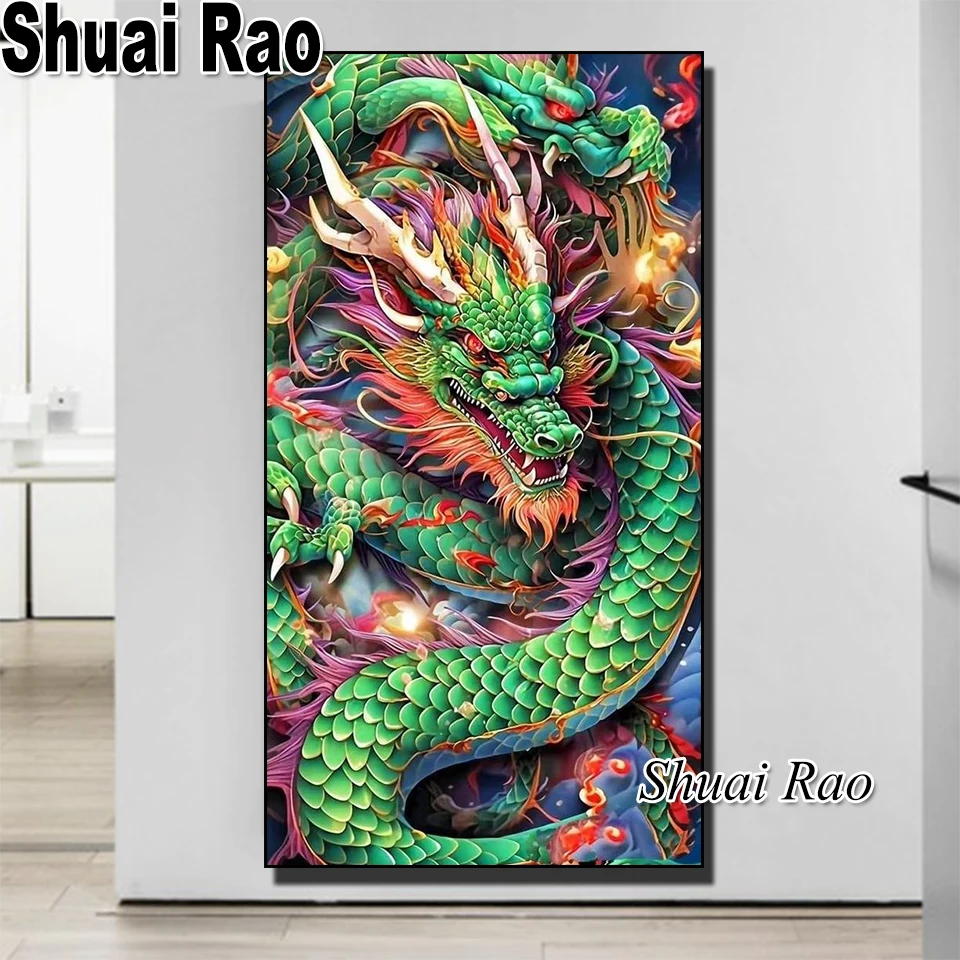 Green Chinese Dragon Diamond Painting New Full Square Round Diamonds Mosaic 5d Diy Cross Stitch Embroidery Large Szie Boy's Gift