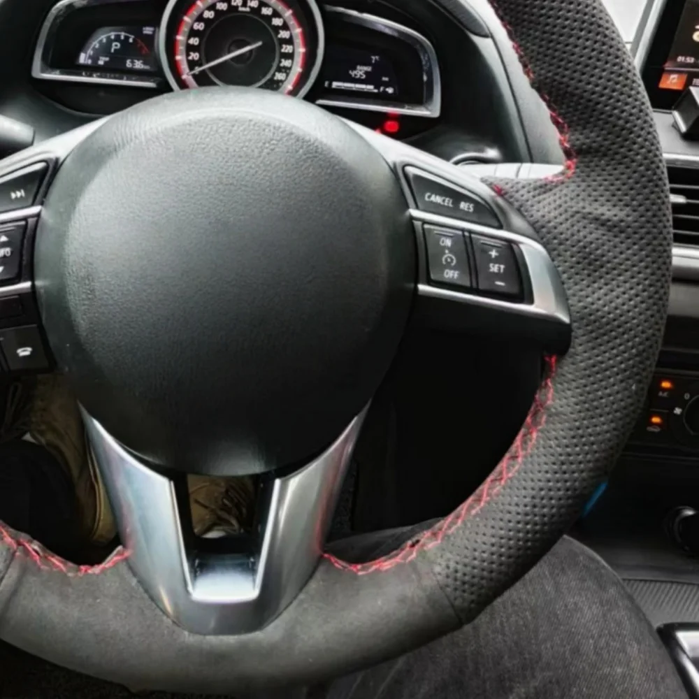 

For Mazda 3 Axela 2013-2016 Mazda 6 Atenza 2014-2017 Mazda 2 Custom Car Steering Wheel Cover Suede Leather Car Steering Wrap