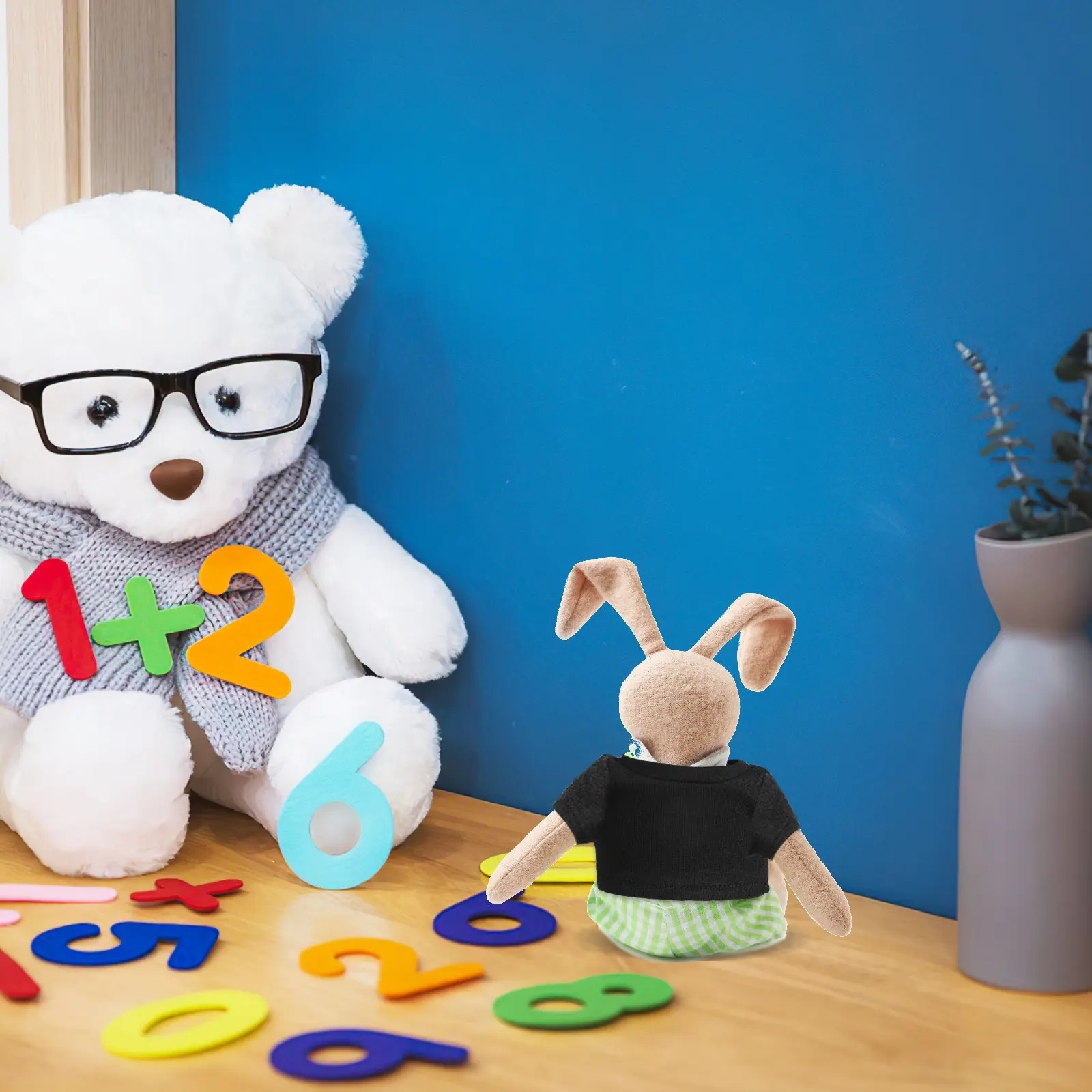 

4Pcs Short Sleeve Bear T-Shirt for Stuffed Animals Fashionable Soft Cotton Reusable Washable Universal Fit Decorative Animal