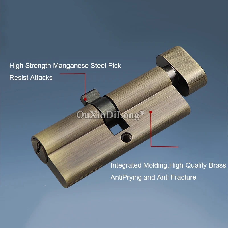 

HOT 70/75/80/90/100/110mm Solid Brass European Mortise Door Lock Cylinder Single Open Bronze Lock Core Lock Gall Repair Part+Key