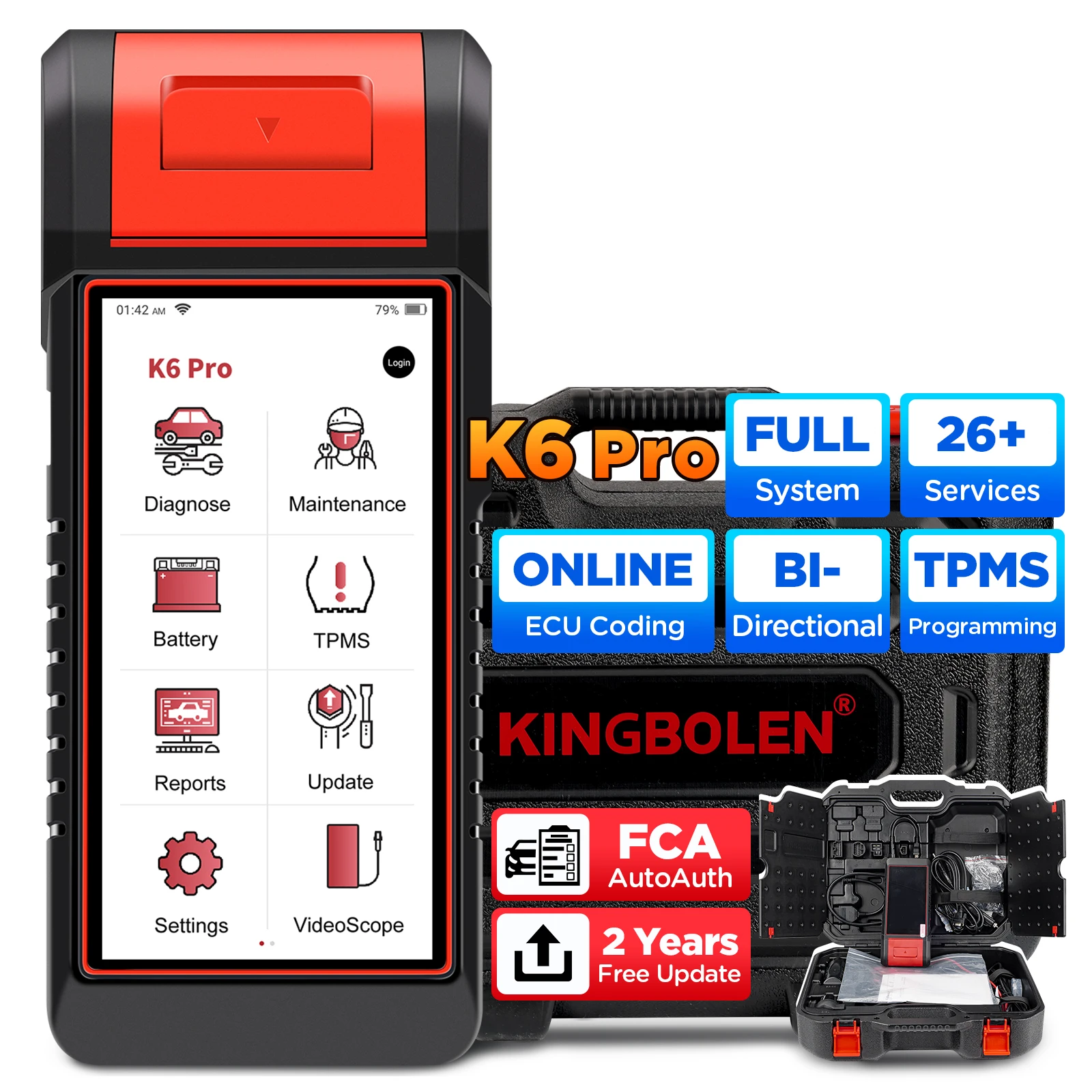 EU Warehouse Kingbolen K6 PRO Bidirectional Control Car Diagnostic Tool TPMS Programming ECU