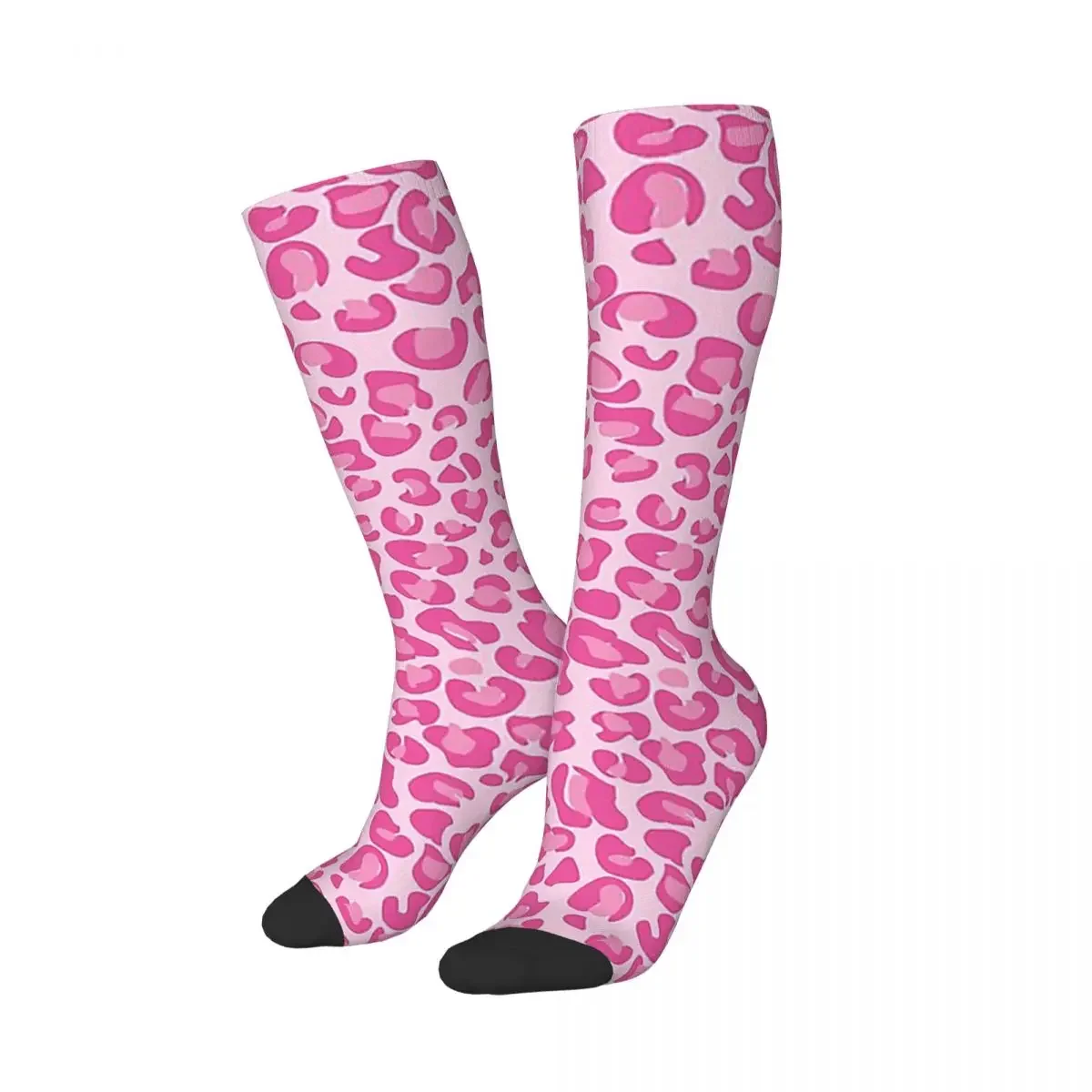 Pink Leopard Print Socks Harajuku Sweat Absorbing Stockings All Season Long Socks Accessories for Unisex Christmas Gifts