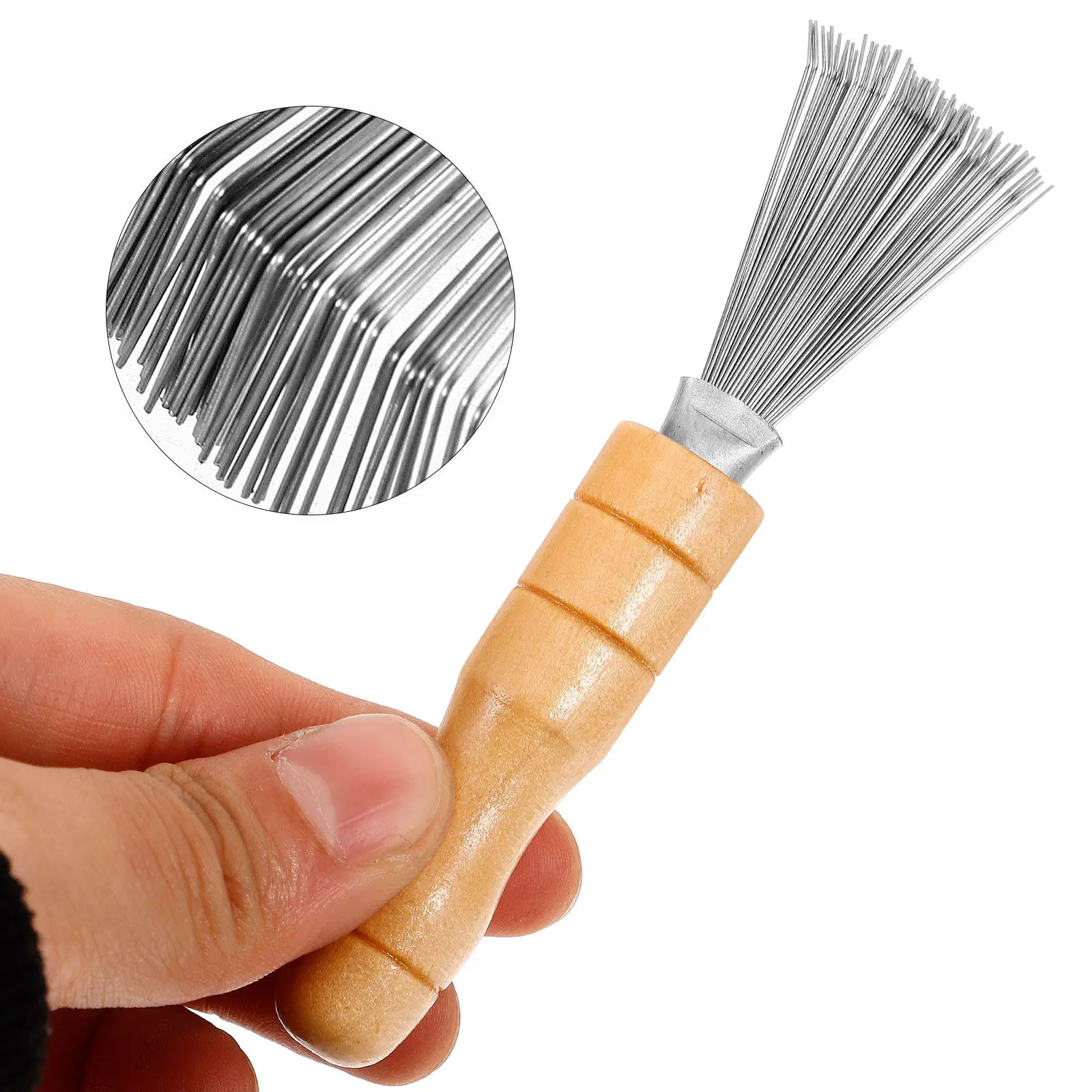 

Грабли для чистки кензана в японском стиле, из нержавеющей стали, с деревянной ручкой, для аранжировки цветов, портативные, простые в использовании