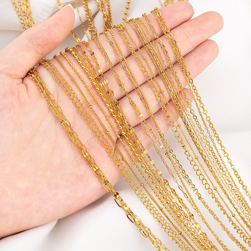 10M/Roll 10 Styles Baisc Chain Stainless Steel Fashion Link Chains for Party Necklace Bracelet Supplies Jewelry Making DIY Chain image 5