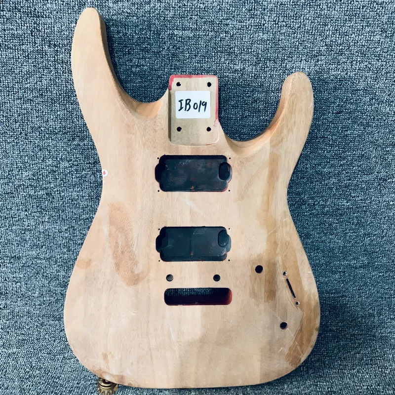 

IB019 2 Pivots Bridges 6 String Electric Guitar Body in Solid Mahogany Wood 2 Humbucker Pickups DIY Replace Parts with Damages